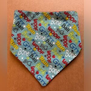 2 Pack Woof Bone Dog Bandannas And Multi Colored puppies with bones Handmade NWT